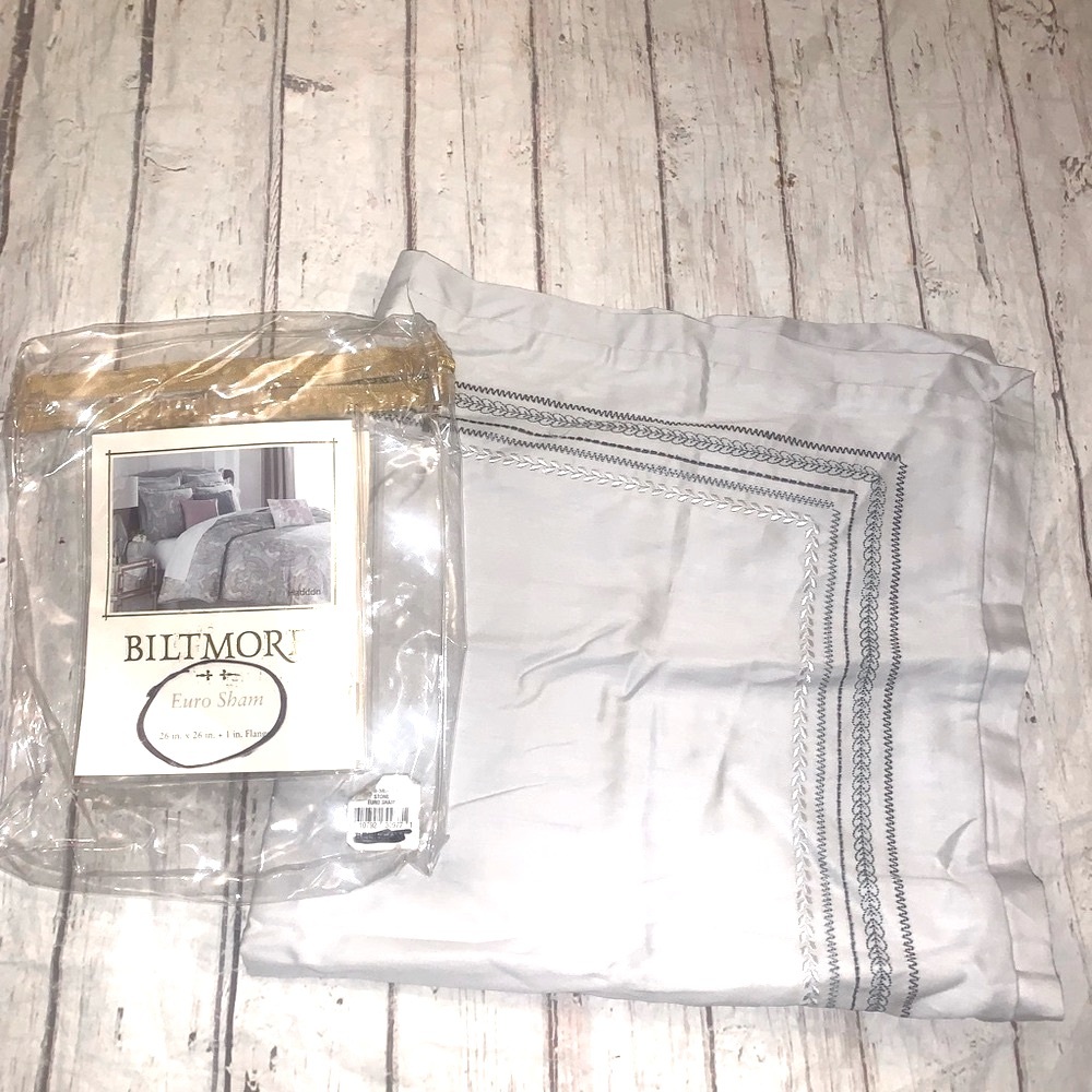 Biltmore blue/gray embroidered euro sham 26x26
